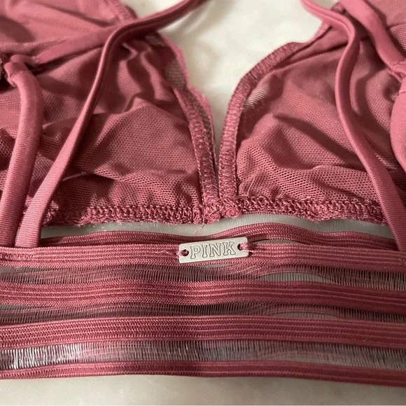 NEW - PINK by Victoria’s Secret (Size L) Unlined Lace Bralette in Burgundy - Picture 4 of 7